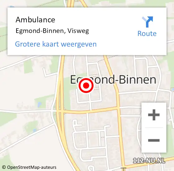 Locatie op kaart van de 112 melding: Ambulance Egmond-Binnen, Visweg op 11 juli 2022 21:22