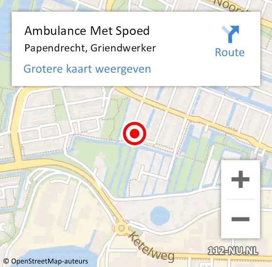 Locatie op kaart van de 112 melding: Ambulance Met Spoed Naar Papendrecht, Griendwerker op 11 juli 2022 21:33