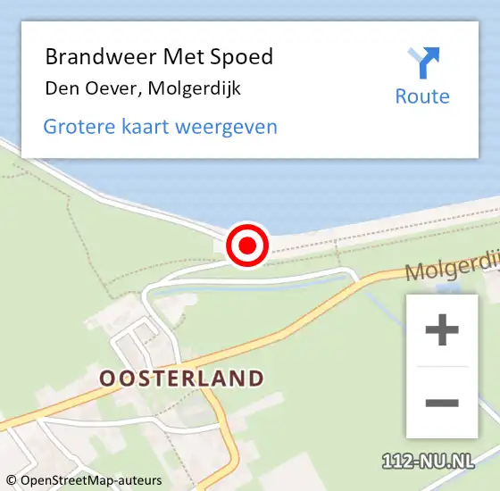 Locatie op kaart van de 112 melding: Brandweer Met Spoed Naar Den Oever, Molgerdijk op 22 juli 2014 22:54