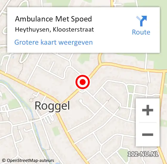 Locatie op kaart van de 112 melding: Ambulance Met Spoed Naar Heythuysen, Kloosterstraat op 11 juli 2022 21:59