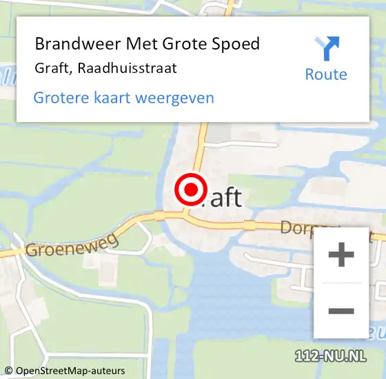 Locatie op kaart van de 112 melding: Brandweer Met Grote Spoed Naar Graft, Raadhuisstraat op 11 juli 2022 22:03