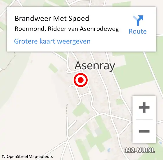 Locatie op kaart van de 112 melding: Brandweer Met Spoed Naar Roermond, Ridder van Asenrodeweg op 11 juli 2022 22:15