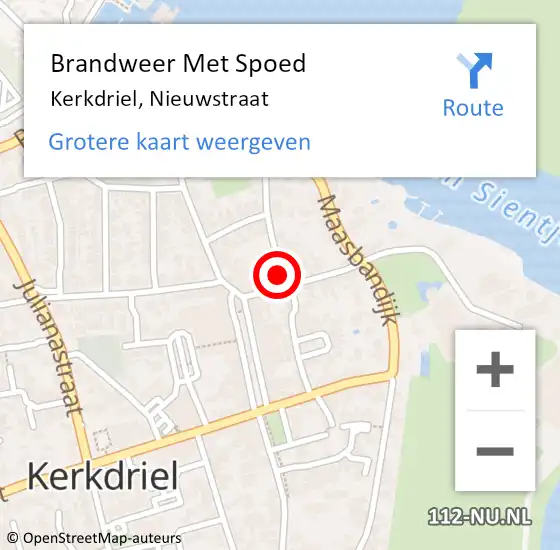 Locatie op kaart van de 112 melding: Brandweer Met Spoed Naar Kerkdriel, Nieuwstraat op 11 juli 2022 22:55