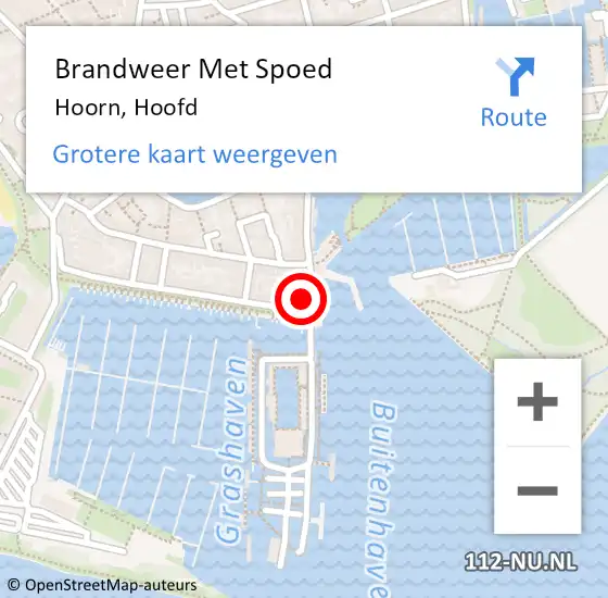Locatie op kaart van de 112 melding: Brandweer Met Spoed Naar Hoorn, Hoofd op 11 juli 2022 22:57