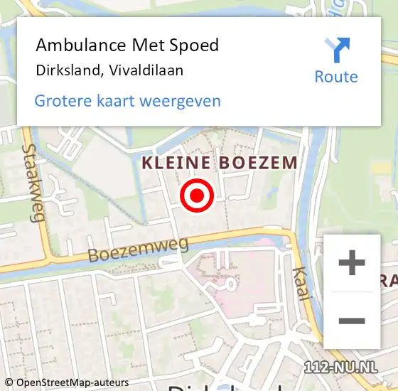 Locatie op kaart van de 112 melding: Ambulance Met Spoed Naar Dirksland, Vivaldilaan op 11 juli 2022 23:04