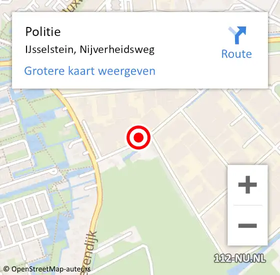 Locatie op kaart van de 112 melding: Politie IJsselstein, Nijverheidsweg op 11 juli 2022 23:09