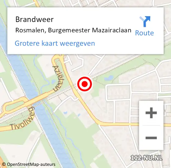 Locatie op kaart van de 112 melding: Brandweer Rosmalen, Burgemeester Mazairaclaan op 22 juli 2014 23:05