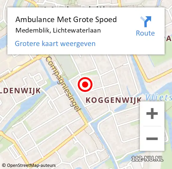 Locatie op kaart van de 112 melding: Ambulance Met Grote Spoed Naar Medemblik, Lichtewaterlaan op 11 juli 2022 23:23