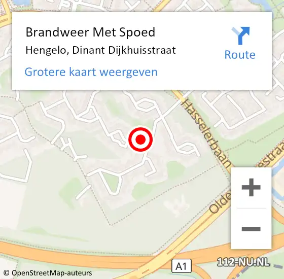 Locatie op kaart van de 112 melding: Brandweer Met Spoed Naar Hengelo, Dinant Dijkhuisstraat op 11 juli 2022 23:47