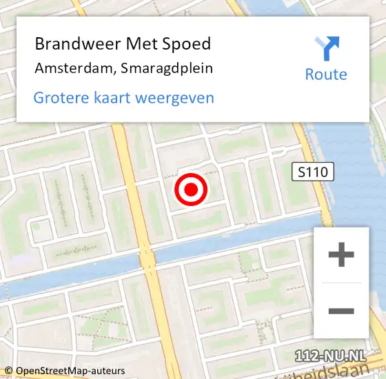 Locatie op kaart van de 112 melding: Brandweer Met Spoed Naar Amsterdam, Smaragdplein op 11 juli 2022 23:53