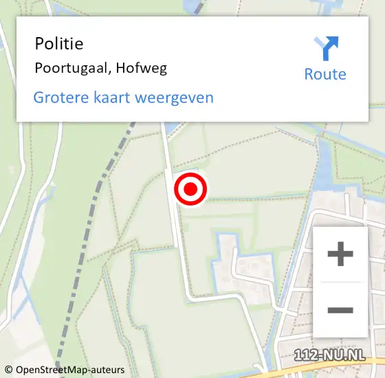 Locatie op kaart van de 112 melding: Politie Poortugaal, Hofweg op 12 juli 2022 01:59