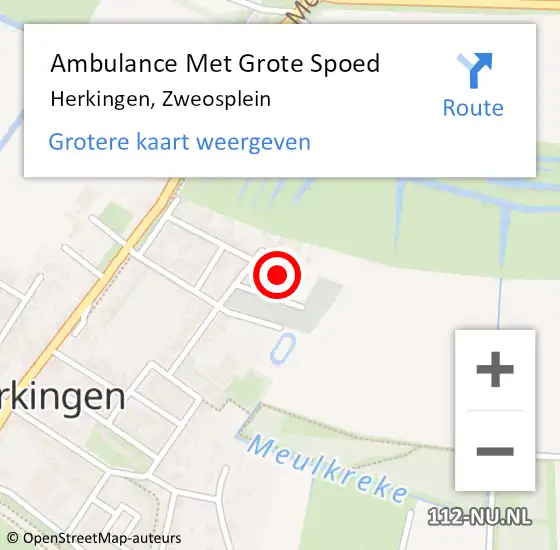 Locatie op kaart van de 112 melding: Ambulance Met Grote Spoed Naar Herkingen, Zweosplein op 12 juli 2022 03:09