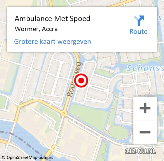 Locatie op kaart van de 112 melding: Ambulance Met Spoed Naar Wormer, Accra op 12 juli 2022 04:34