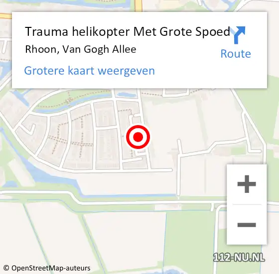 Locatie op kaart van de 112 melding: Trauma helikopter Met Grote Spoed Naar Rhoon, Van Gogh Allee op 12 juli 2022 06:26