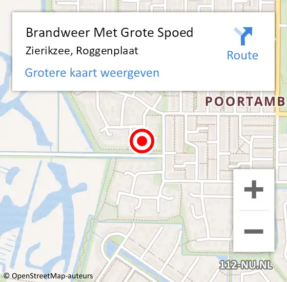 Locatie op kaart van de 112 melding: Brandweer Met Grote Spoed Naar Zierikzee, Roggenplaat op 12 juli 2022 06:42