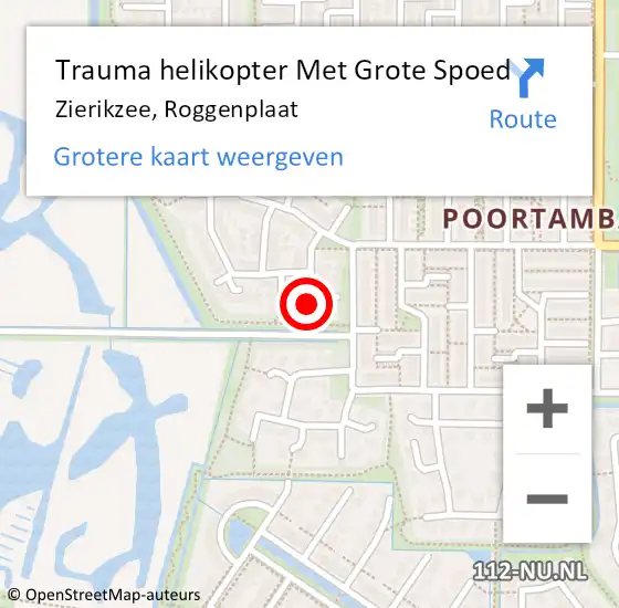 Locatie op kaart van de 112 melding: Trauma helikopter Met Grote Spoed Naar Zierikzee, Roggenplaat op 12 juli 2022 06:48
