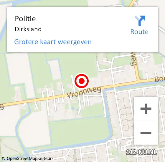 Locatie op kaart van de 112 melding: Politie Dirksland op 12 juli 2022 06:57