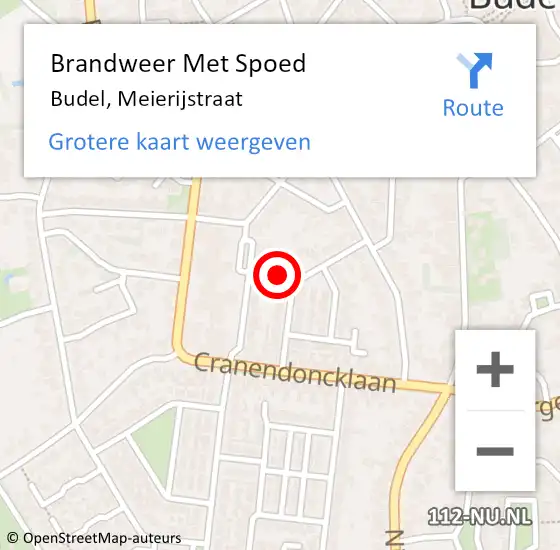 Locatie op kaart van de 112 melding: Brandweer Met Spoed Naar Budel, Meierijstraat op 12 juli 2022 07:14