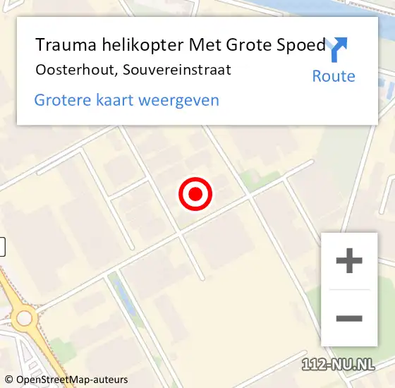 Locatie op kaart van de 112 melding: Trauma helikopter Met Grote Spoed Naar Oosterhout, Souvereinstraat op 12 juli 2022 07:31