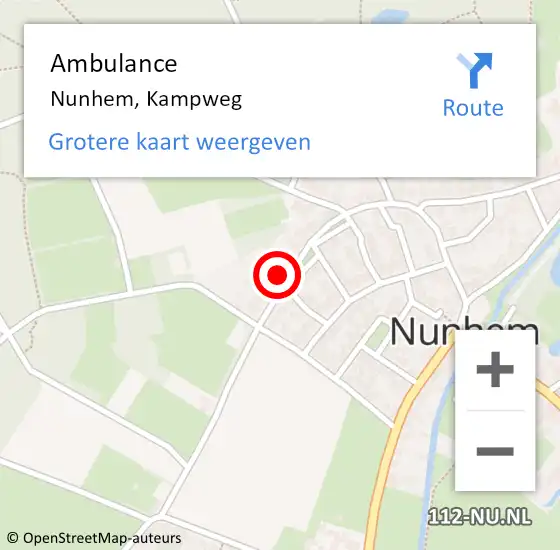 Locatie op kaart van de 112 melding: Ambulance Nunhem, Kampweg op 9 oktober 2013 09:59