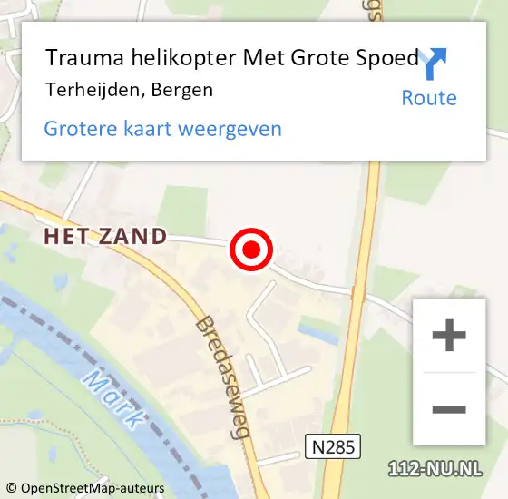 Locatie op kaart van de 112 melding: Trauma helikopter Met Grote Spoed Naar Terheijden, Bergen op 12 juli 2022 08:21