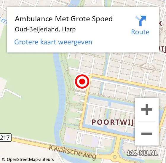 Locatie op kaart van de 112 melding: Ambulance Met Grote Spoed Naar Oud-Beijerland, Harp op 12 juli 2022 08:43