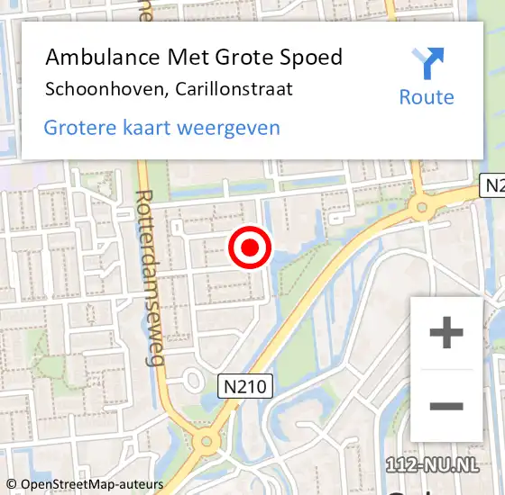 Locatie op kaart van de 112 melding: Ambulance Met Grote Spoed Naar Schoonhoven, Carillonstraat op 12 juli 2022 08:53