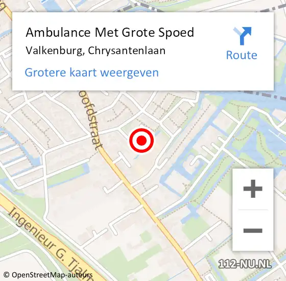 Locatie op kaart van de 112 melding: Ambulance Met Grote Spoed Naar Valkenburg, Chrysantenlaan op 12 juli 2022 09:14