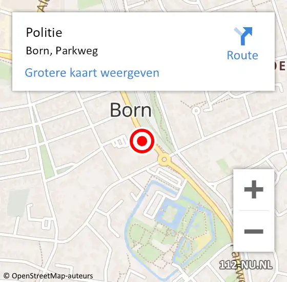 Locatie op kaart van de 112 melding: Politie Born, Parkweg op 12 juli 2022 09:29