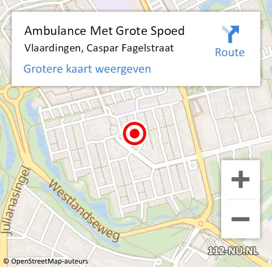 Locatie op kaart van de 112 melding: Ambulance Met Grote Spoed Naar Vlaardingen, Caspar Fagelstraat op 12 juli 2022 09:42