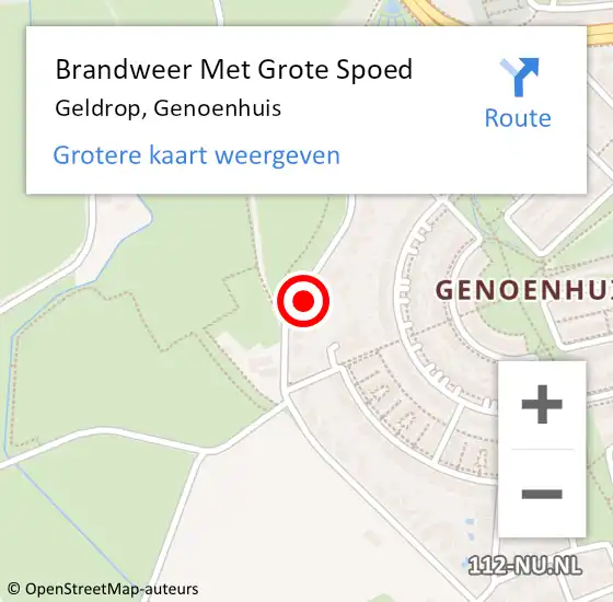 Locatie op kaart van de 112 melding: Brandweer Met Grote Spoed Naar Geldrop, Genoenhuis op 12 juli 2022 09:54