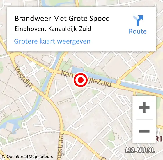 Locatie op kaart van de 112 melding: Brandweer Met Grote Spoed Naar Eindhoven, Kanaaldijk-Zuid op 12 juli 2022 10:05