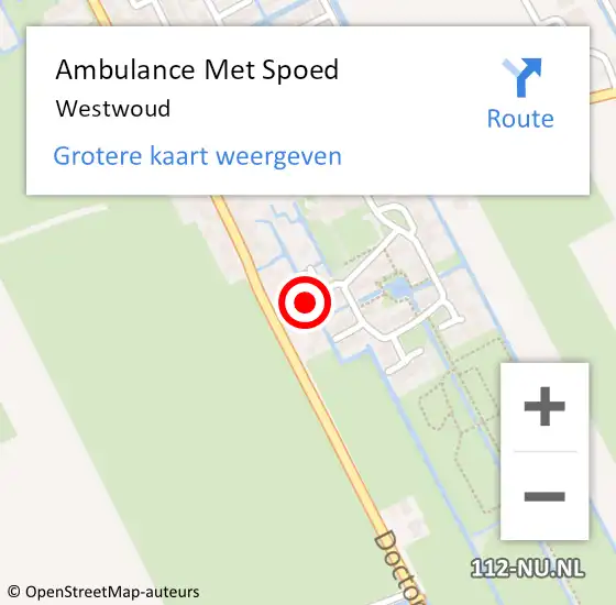 Locatie op kaart van de 112 melding: Ambulance Met Spoed Naar Westwoud op 12 juli 2022 10:07