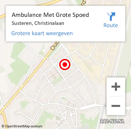 Locatie op kaart van de 112 melding: Ambulance Met Grote Spoed Naar Susteren, Christinalaan op 22 juli 2014 23:53