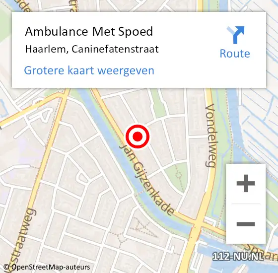 Locatie op kaart van de 112 melding: Ambulance Met Spoed Naar Haarlem, Caninefatenstraat op 12 juli 2022 10:26