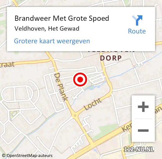 Locatie op kaart van de 112 melding: Brandweer Met Grote Spoed Naar Veldhoven, Het Gewad op 12 juli 2022 10:33