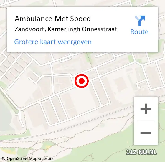 Locatie op kaart van de 112 melding: Ambulance Met Spoed Naar Zandvoort, Kamerlingh Onnesstraat op 12 juli 2022 10:53