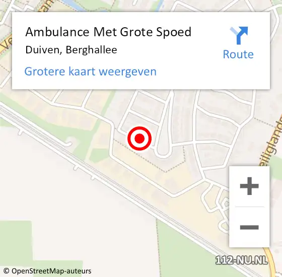 Locatie op kaart van de 112 melding: Ambulance Met Grote Spoed Naar Duiven, Berghallee op 12 juli 2022 11:12