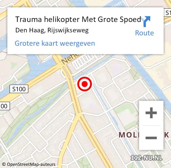 Locatie op kaart van de 112 melding: Trauma helikopter Met Grote Spoed Naar Den Haag, Rijswijkseweg op 12 juli 2022 11:20