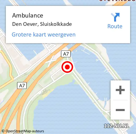 Locatie op kaart van de 112 melding: Ambulance Den Oever, Sluiskolkkade op 12 juli 2022 11:23