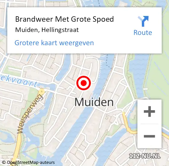 Locatie op kaart van de 112 melding: Brandweer Met Grote Spoed Naar Muiden, Hellingstraat op 12 juli 2022 11:39