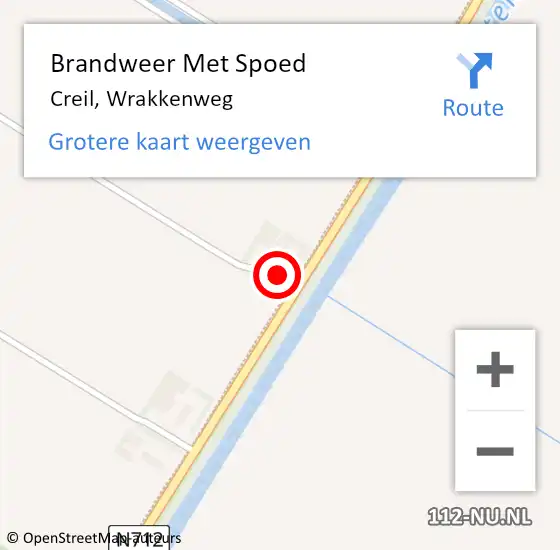 Locatie op kaart van de 112 melding: Brandweer Met Spoed Naar Creil, Wrakkenweg op 12 juli 2022 11:40