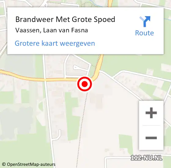 Locatie op kaart van de 112 melding: Brandweer Met Grote Spoed Naar Vaassen, Laan van Fasna op 12 juli 2022 11:45