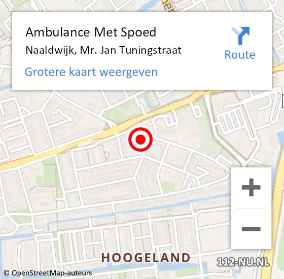 Locatie op kaart van de 112 melding: Ambulance Met Spoed Naar Naaldwijk, Mr. Jan Tuningstraat op 12 juli 2022 11:54