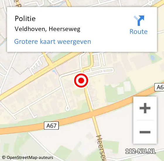 Locatie op kaart van de 112 melding: Politie Veldhoven, Heerseweg op 12 juli 2022 12:00