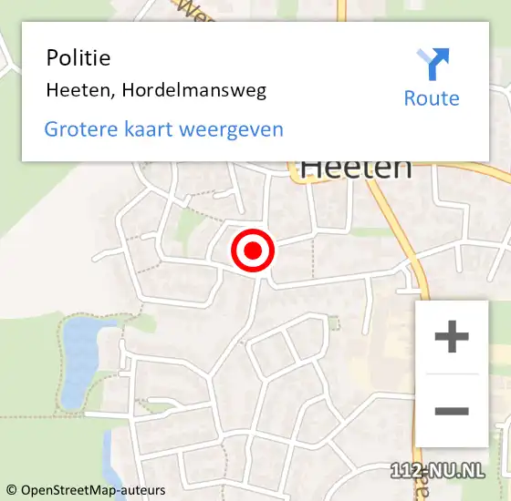 Locatie op kaart van de 112 melding: Politie Heeten, Hordelmansweg op 12 juli 2022 12:08