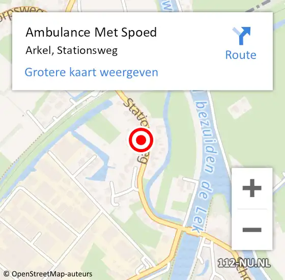 Locatie op kaart van de 112 melding: Ambulance Met Spoed Naar Arkel, Stationsweg op 12 juli 2022 12:10