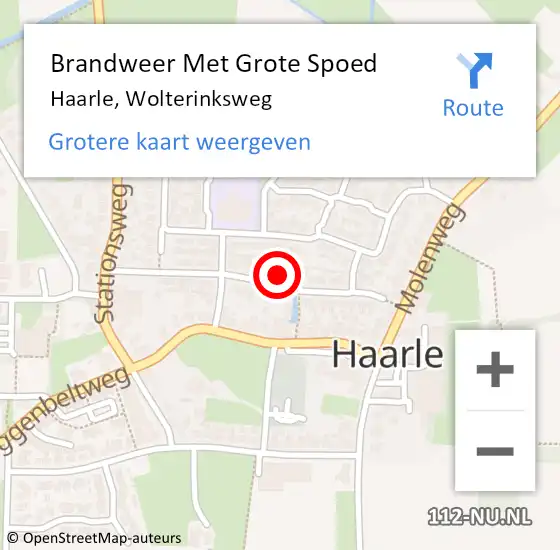 Locatie op kaart van de 112 melding: Brandweer Met Grote Spoed Naar Haarle, Wolterinksweg op 12 juli 2022 12:10