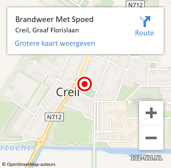 Locatie op kaart van de 112 melding: Brandweer Met Spoed Naar Creil, Graaf Florislaan op 12 juli 2022 12:14