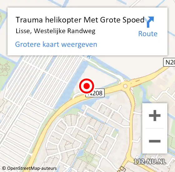 Locatie op kaart van de 112 melding: Trauma helikopter Met Grote Spoed Naar Lisse, Westelijke Randweg op 12 juli 2022 12:15